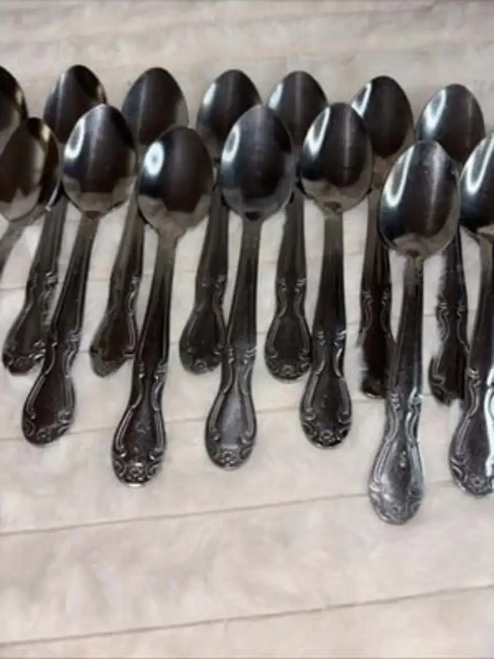 Vintage DON 63 Stainless Flatware 19-Piece Lot FLORA Rose - 17 Teaspoons 2 Soup